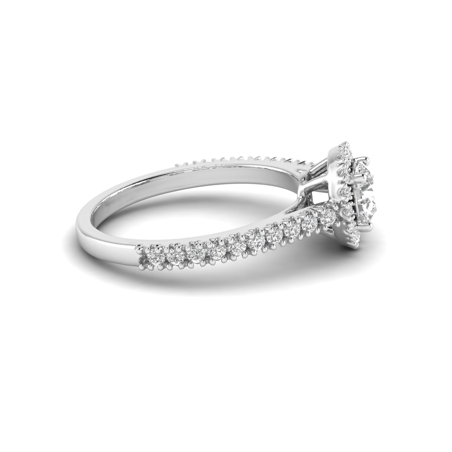 White Gold Studded 1.1 Carat Lab Grown Diamond Ring- F Color VS2 Clarity.